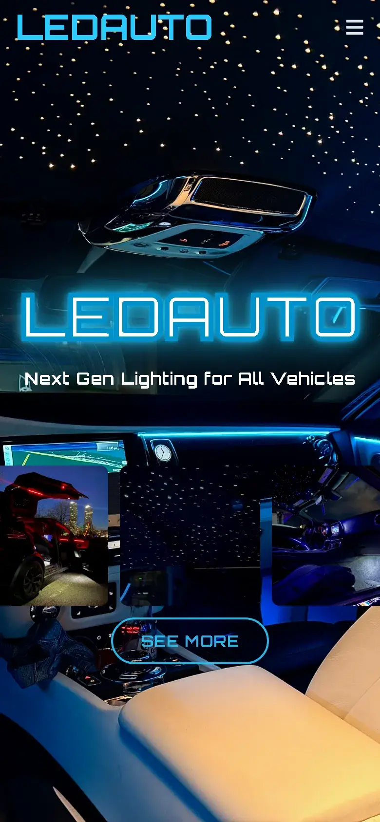 LED Auto website homepage on mobile